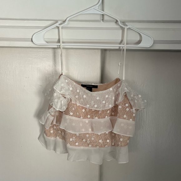 Forever 21 White and Nude Ruffle Lace Skirt Set - Picture 3 of 6